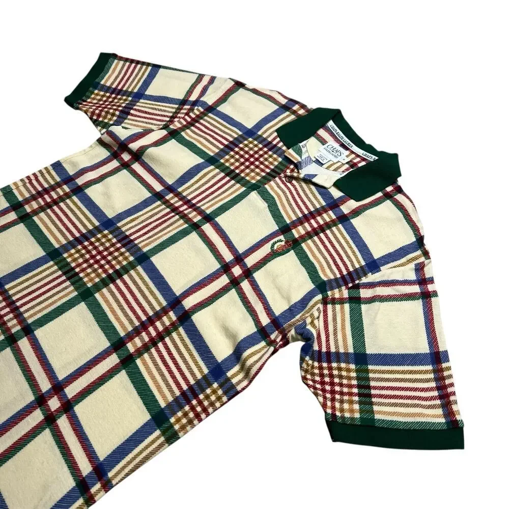 Vintage Chaps Ralph Lauren Polo‎ Shirt Men's M Plaid Tartan Preppy Crest Logo
